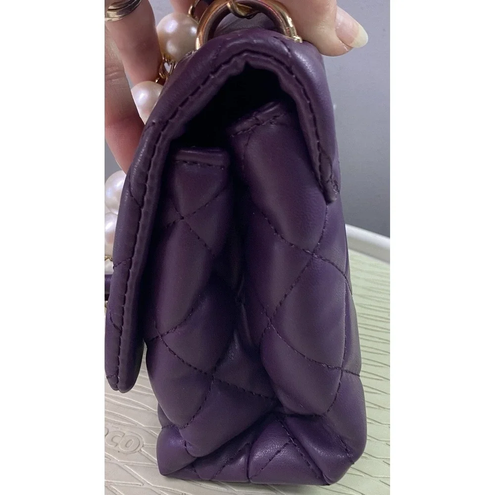 Badgley Mischka Women Vegan Leather Purple Quilt Crossbody Purse NWT $129-6x9x3